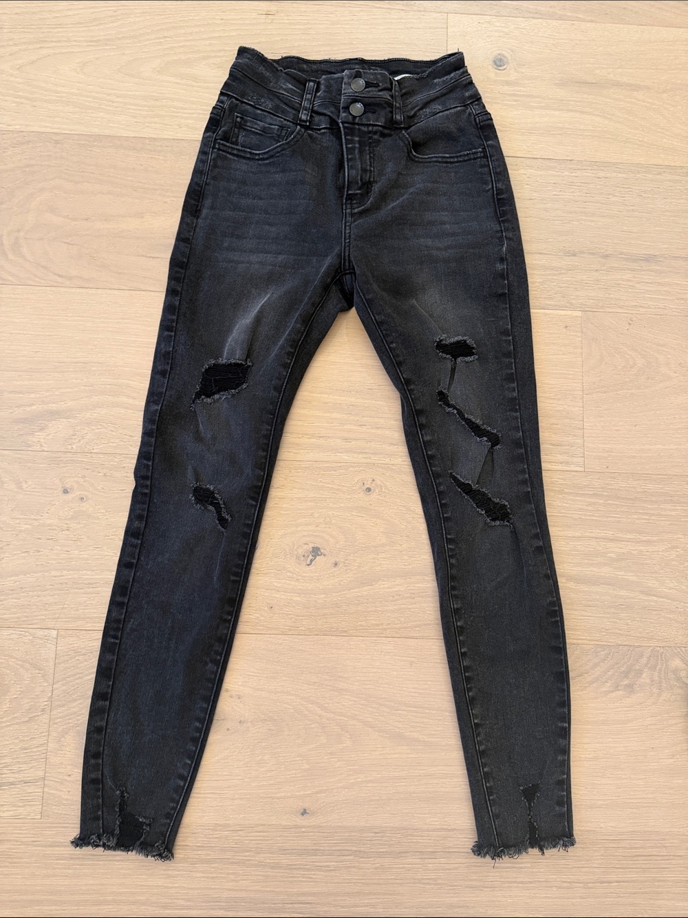 Kancan Women’s High-Rise Ankle Skinny Black Ripped Jeans Size 24